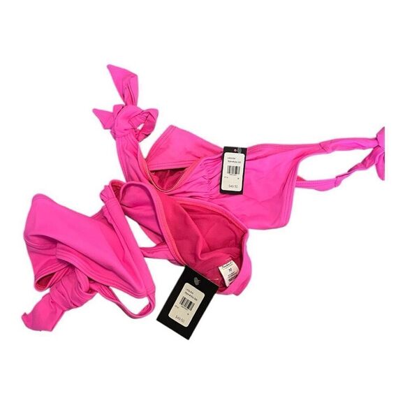 Frederick’s of Hollywood Laguna Bright Pink One Shoulder 2 Piece Bikini M New - Picture 3 of 9